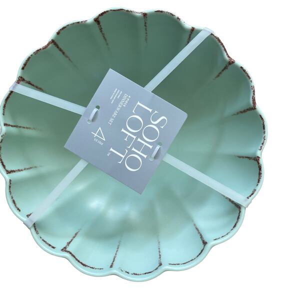 4pc SOHO LOFT Summer Matte Green Melamine 7.5" Salad Bowls Indoor Outdoor  NEW - Picture 2 of 7